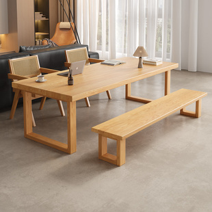 全实木客厅书桌阅读学习桌家用简约双人办公电脑桌长方形工作台桌