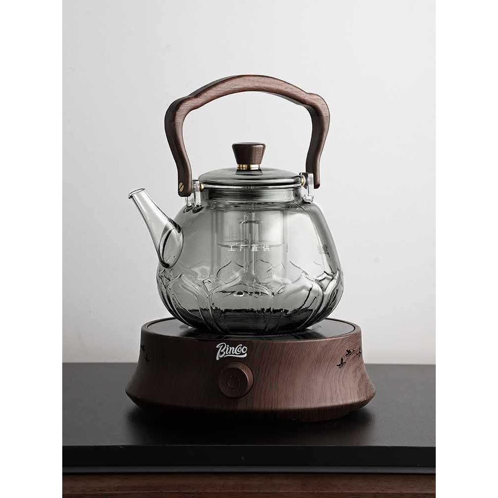 玻璃电陶炉煮茶器烧水壶蒸汽煮茶家用泡茶茶具套装提梁壶新款