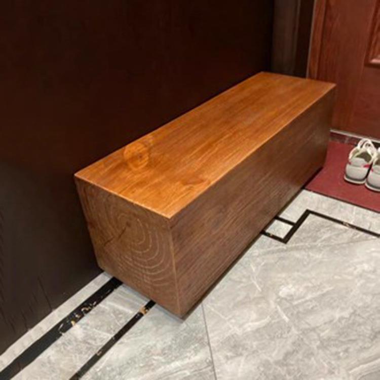 原木实木长条凳田园客厅民宿整木木墩茶几复古商场服装店长凳家具