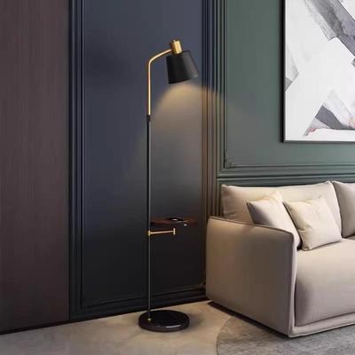 轻奢客厅落地灯沙发边带置物架卧室床头柜一体床边茶几落