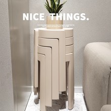 家用加厚塑料可折叠备用凳子客厅圆凳厨房结实胶凳餐桌耐用高板凳