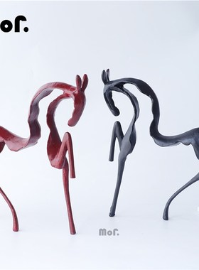 墨非现代新中式创意抽象马摆件 样板间售楼处公司客厅书房装饰品