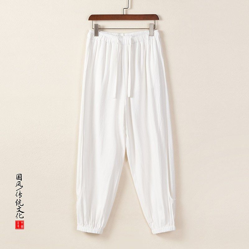 中国风亚麻休闲裤男夏季宽松束脚裤新中式男裤古风透气棉麻裤子男,男装,休闲裤,淘宝优惠券,粉丝福利购,淘宝优惠卷