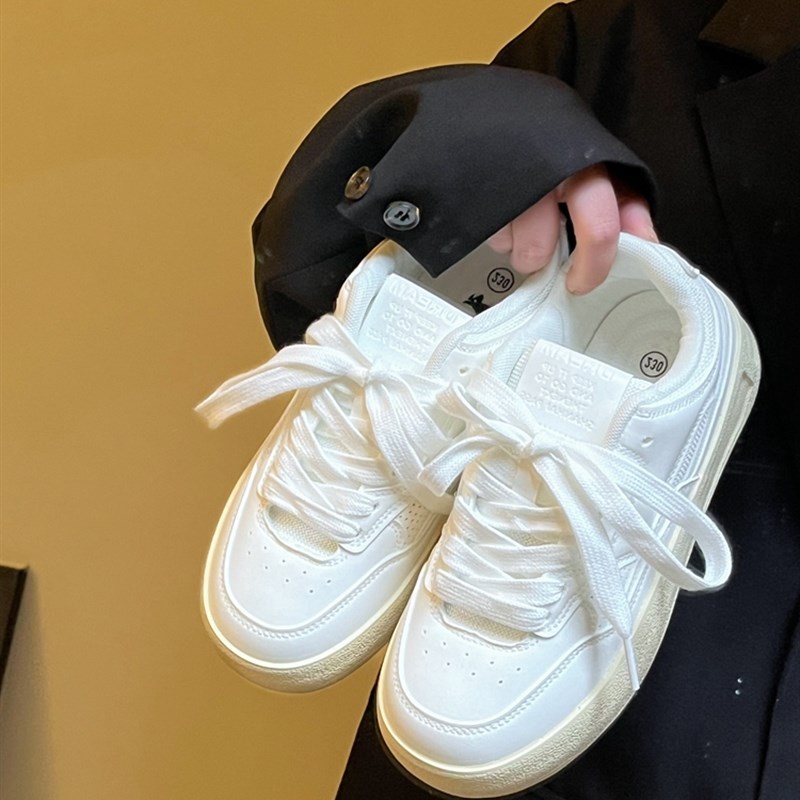 林先叁 百搭厚底小白鞋2024春季新款小众M学生板鞋女运动休闲鞋子