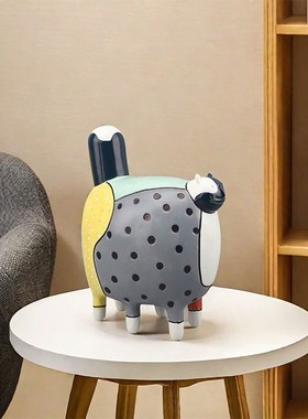 欧式轻奢抽象彩色波点猫咪树脂摆件客厅卧室玄关儿童房家居装饰品