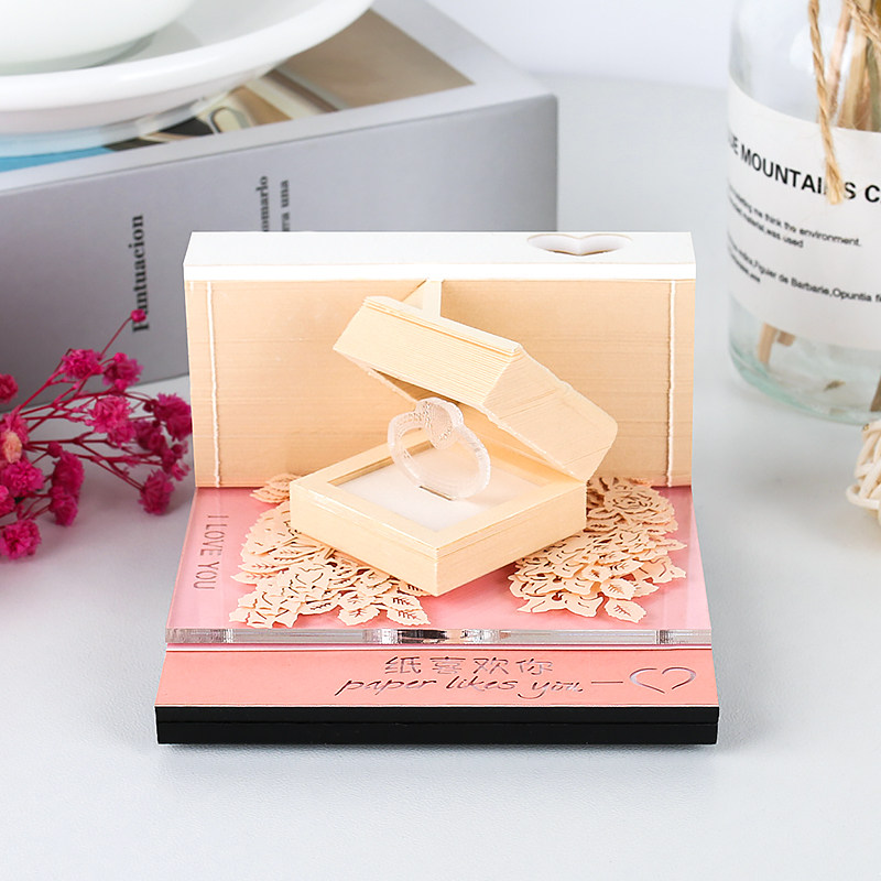 3D立体纸雕便利贴本便利贴纸浪漫钻戒纸喜欢你送男女朋友礼物可定,文具电教/文化用品/商务用品,立体便签/3D纸雕,淘宝优惠券,粉丝福利购,淘宝优惠卷