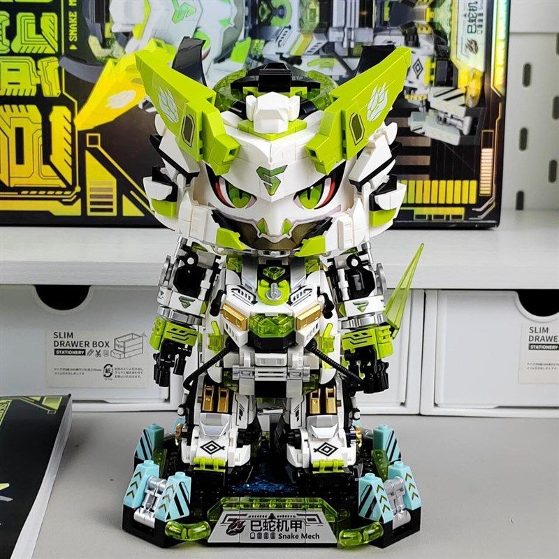 2025蛇年积木拼装巳蛇机甲潮玩小颗粒男孩男生拼图摆件生日礼物