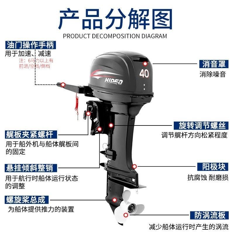 海的船外机橡皮艇推进器二四冲程冲锋舟马达船用T汽油发动机挂桨