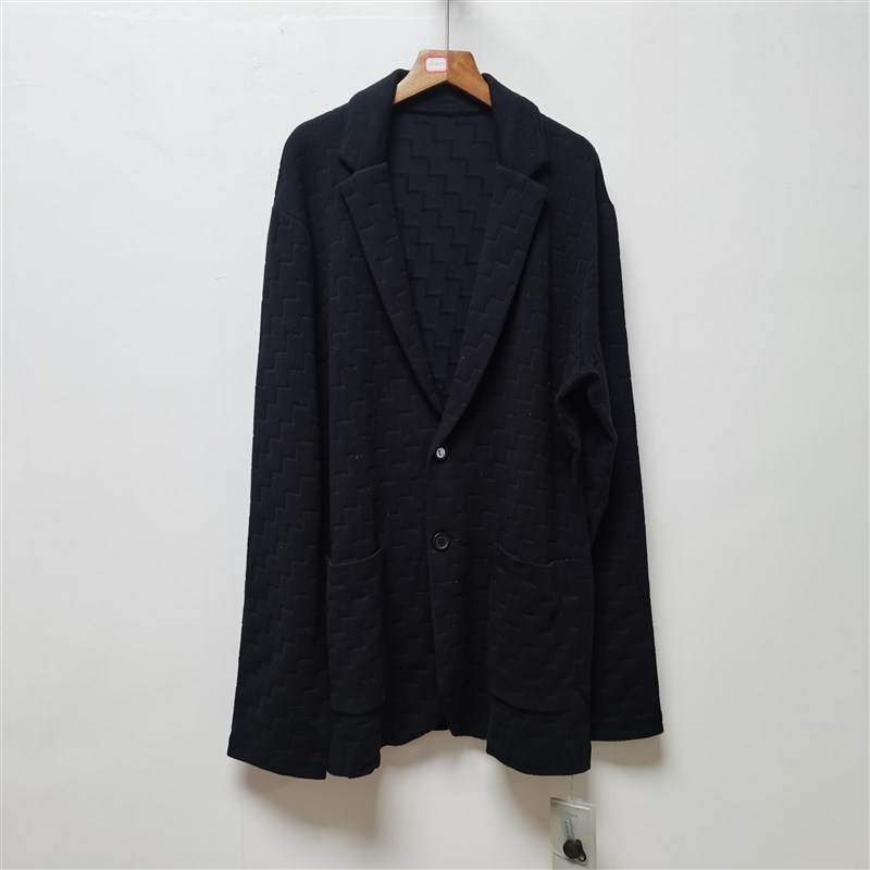 阿去标重工提花抗皱免熨烫肌理感男士休闲百搭针织西装外套西服