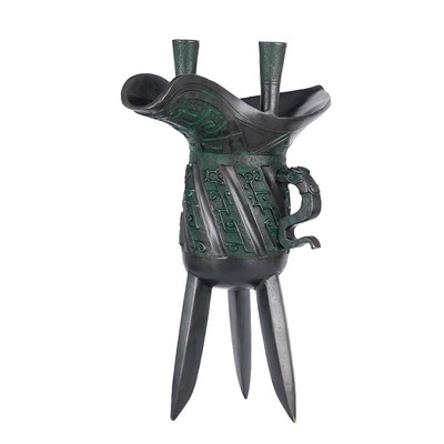 纯铜爵杯工艺品办公室客厅装饰品摆件仿古中式酒杯礼品铜制品摆件