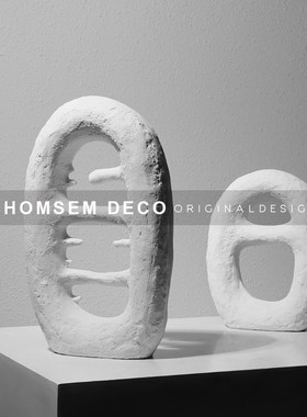 样板间白色环形艺术镂空几何摆件现代简约客厅玄关酒柜抽象软装饰