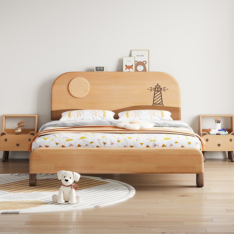 纯实木儿童床男孩卡通小床1.2米小户型儿童房榉木单人床1米5