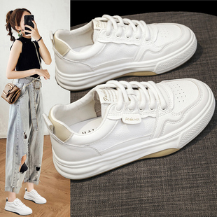 小白鞋女生百搭春秋平厚底2025夏季透气新款爆单休闲X老爹运动板