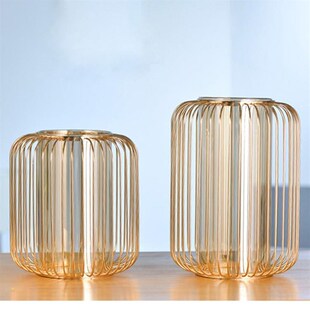 欧式创意铁艺灯笼电镀蜡烛架鸟笼玻璃罩烛台金Q属花器主桌花架摆