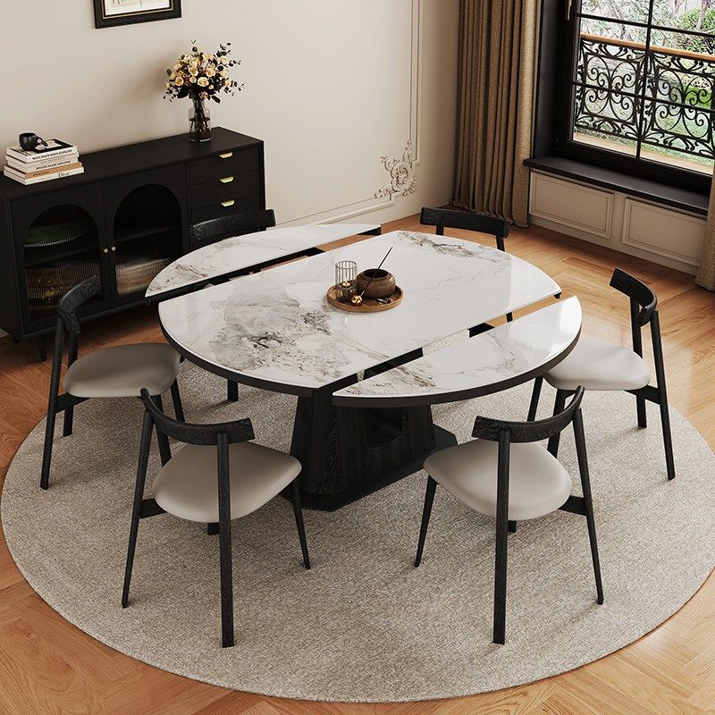 方桌可变圆桌法式复古风实木小户型可伸缩拉伸折叠两用电磁炉餐桌,住宅家具,岩板餐桌,淘宝优惠券,粉丝福利购,淘宝优惠卷