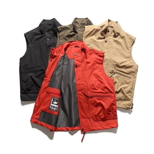 外贸男装尾单!复古机能风纯色战术户外多口袋防泼水休闲马甲背心