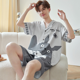 凉感冰丝睡衣男夏季短袖男款夏天薄款青少年学生S卡通加大码家居