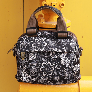 韩版多功能印花手提包牛津布白搭女包多夹层休闲小方包轻便斜挎包