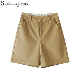 西装 阔腿中裤 五分短裤 新款 显瘦宽松直筒薄高腰简约 女2024夏季 时尚