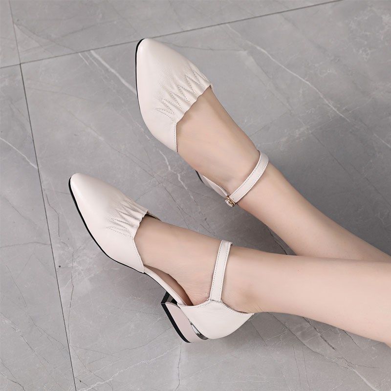 真皮凉鞋女41 42 43大码软牛皮平底低跟尖头22年夏季新品31小码鞋,女鞋,时装凉鞋,淘宝优惠券,粉丝福利购,淘宝优惠卷