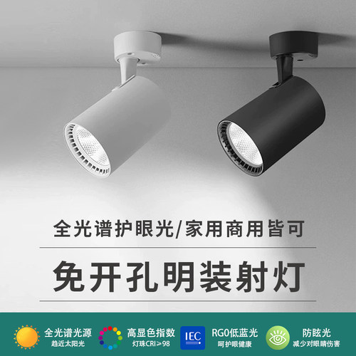 全光谱lecd明装小射灯客厅2023新款家用吸顶式轨道灯店铺商用筒灯