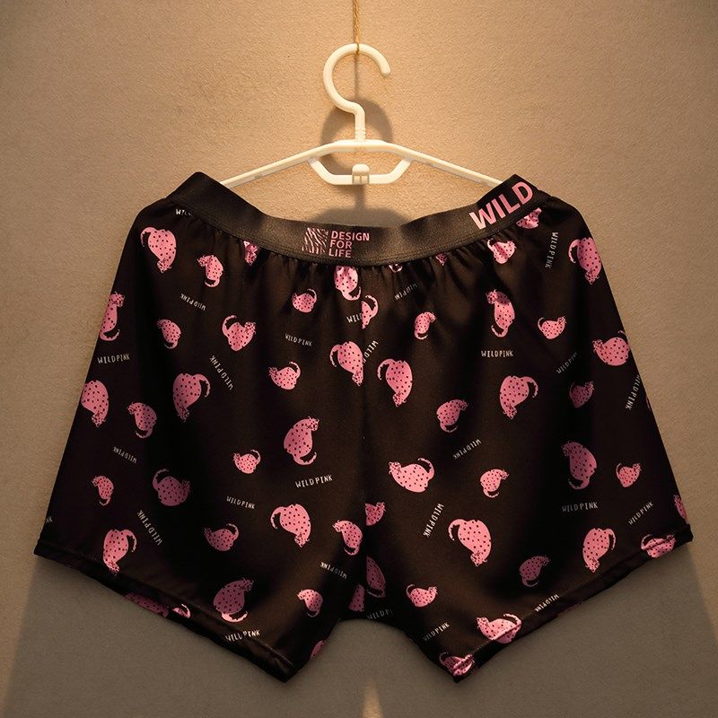 男士阿罗裤宽松平角大裤衩男冰丝粉色豹纹情侣休闲印花四角短裤头,女士内衣/男士内衣/家居服,男阿罗裤,淘宝优惠券,粉丝福利购,淘宝优惠卷