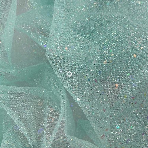 幻彩亮片撒金网纱布料娃衣服装蕾丝网纱面料背景婚纱礼服头纱网布