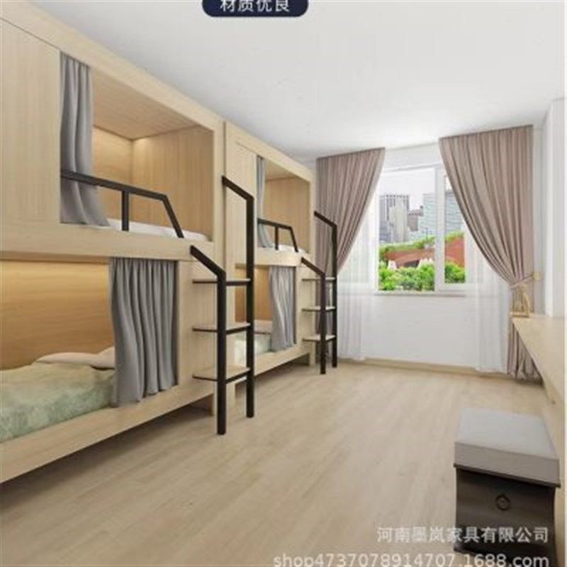 学生宿舍上下床实木高低床青旅民宿高低组合床酒店太空舱床公寓床图片