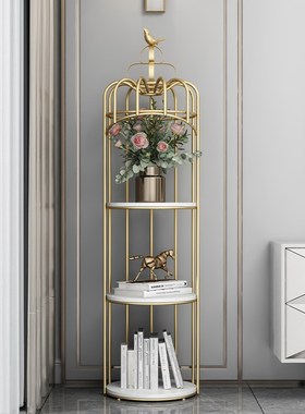 北欧铁艺鸟笼花架室内阳台客厅落地式多层置物架子轻奢装饰品摆件