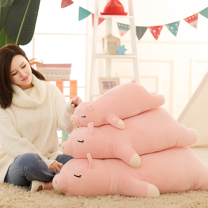 粉色趴趴猪抱枕公仔软体小猪猪玩偶懒人床上睡觉靠垫大号毛绒玩具