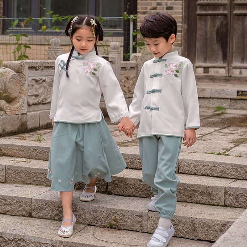 民国风演出服儿童男女童国学服唐装小学生表演服朗诵服中国风班服