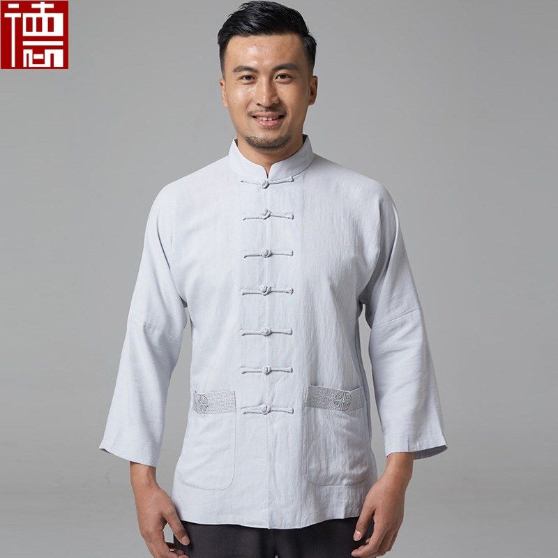 玄玉 中式改良连肩唐装男士衬衫 春秋单衣七个扣打底衫民族服装,男装,唐装,淘宝优惠券,粉丝福利购,淘宝优惠卷