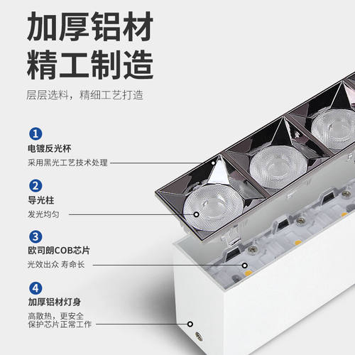 可圣照明legd明装射灯吸顶式线条灯无主灯家用客厅天花灯格栅灯白