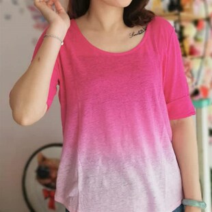 短袖 新款 圆领套头T恤坏丫头大码 2024夏季 1662微瑕 女装 亚麻薄款