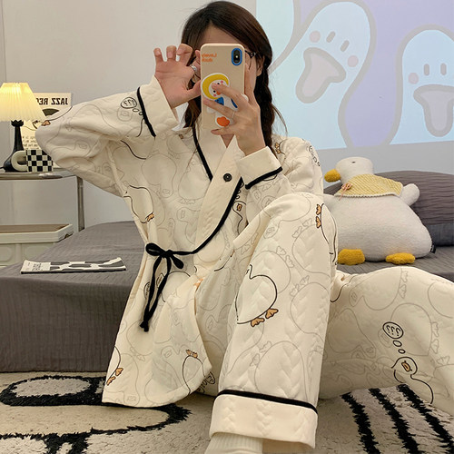 新中式空气棉月子服春秋纯棉10月份11产后产妇哺乳孕妇睡衣秋冬季