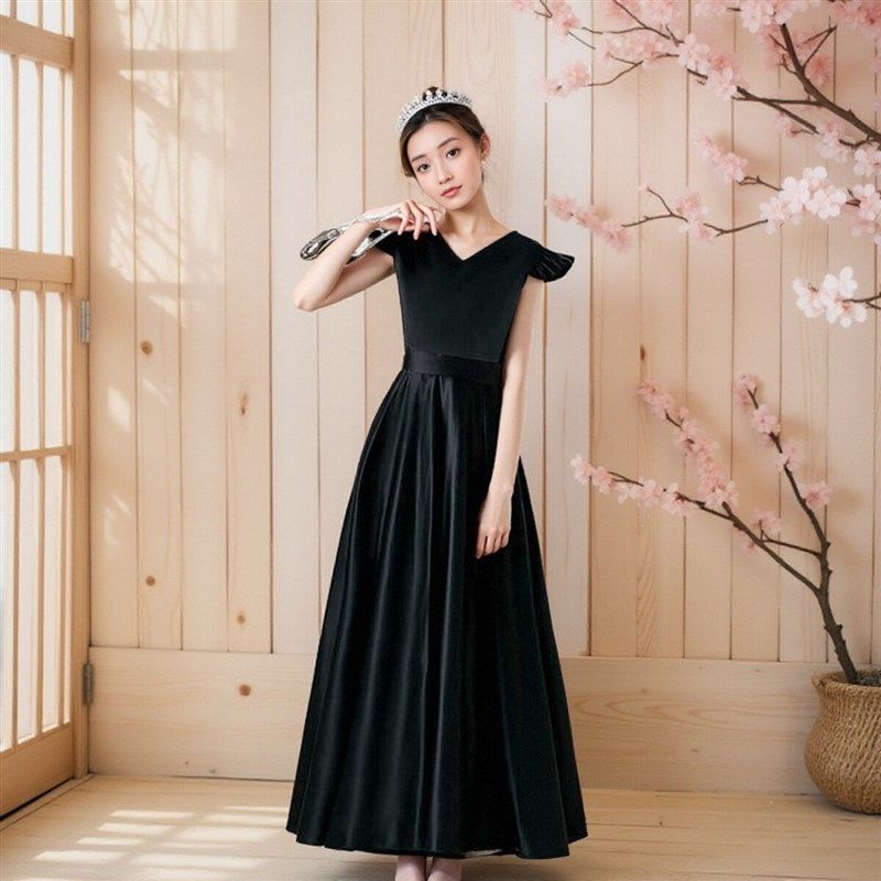 钢琴大提琴音乐会演奏演出晚礼服儿童女长款公主生日裙黑色洋气秋,童装/婴儿装/亲子装,儿童礼服,淘宝优惠券,粉丝福利购,淘宝优惠卷