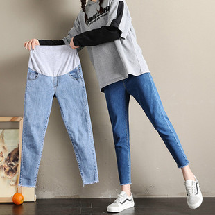 子春秋装 托腹牛仔裤 外穿打底裤 小个子显瘦九分裤 老爹小脚裤 孕妇裤
