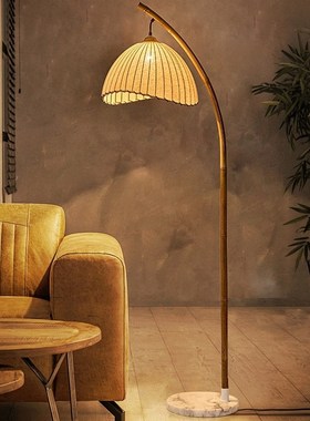 落地灯侘寂风禅意新中式氛围灯民宿竹艺客厅沙发书房床头落地台灯