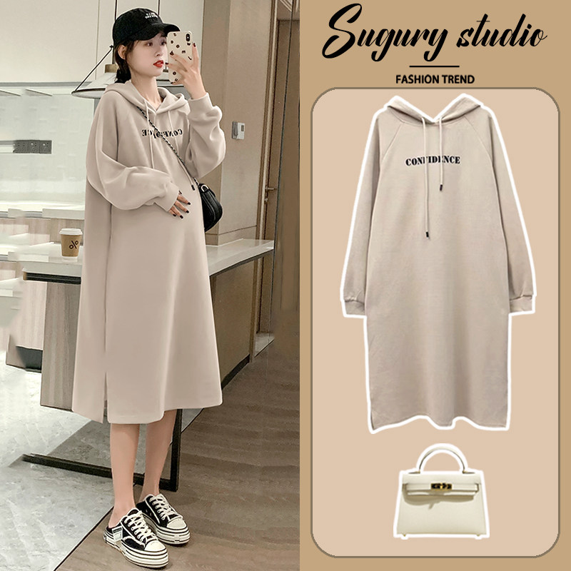 孕妇秋冬装卫衣外穿长款连衣裙时尚洋气2023新款女春秋套装上衣潮