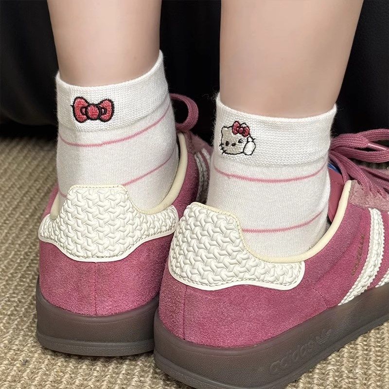 白色纯棉袜子女短袜夏季薄款可爱条纹刺绣中筒袜日系浅口短筒夏天,女士内衣/男士内衣/家居服,短袜,淘宝优惠券,粉丝福利购,淘宝优惠卷