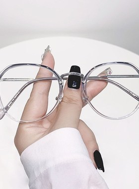 冷茶色眼镜框女配近视镜架防蓝光平光时尚多边形素颜无磁IPTR8076