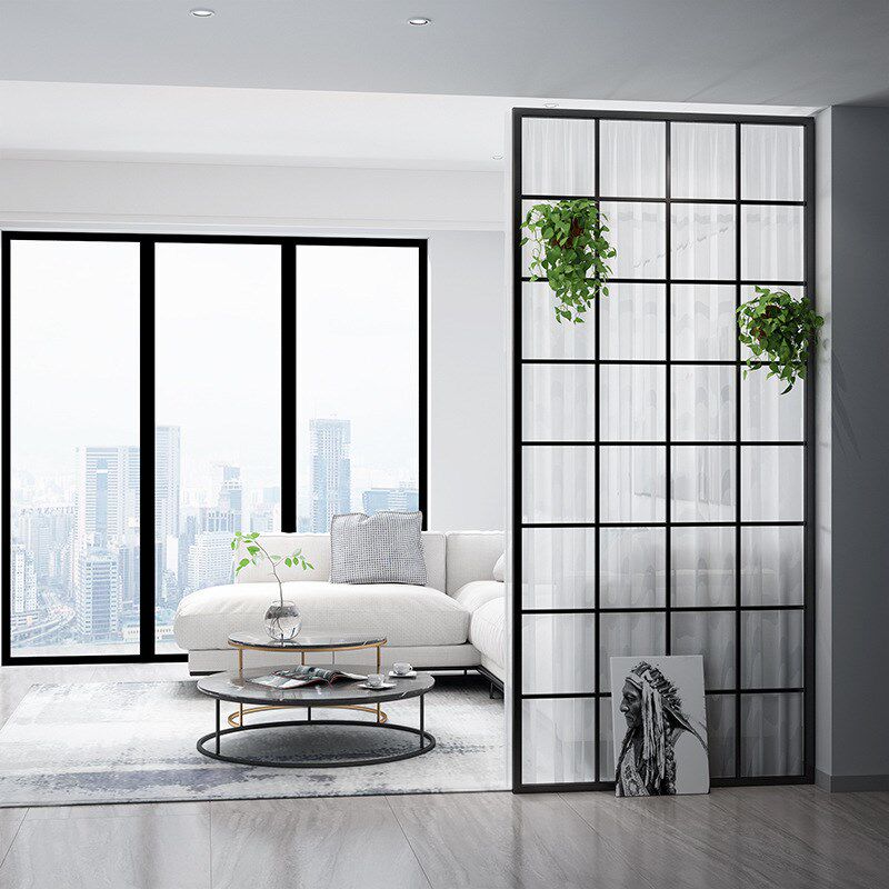 北欧入户玄关客厅金属屏风办公餐厅卧室遮挡铁艺镂空装饰隔断墙