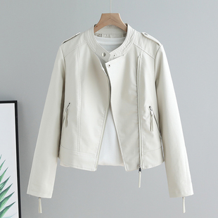 皮衣外套女短款显瘦秋季新款立领韩版修身百搭机车服简章pu皮夹克