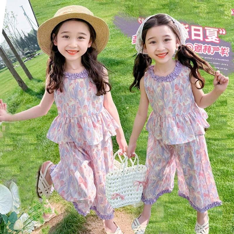 女童夏装套装2025新款女宝宝洋气时髦初夏防蚊防晒短袖阔腿裤童装,童装/婴儿装/亲子装,套装,淘宝优惠券,粉丝福利购,淘宝优惠卷