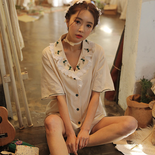 孕妇哺乳睡衣怀孕期夏季 纯棉产妇待产家居服喂奶衣 月子服产后薄款