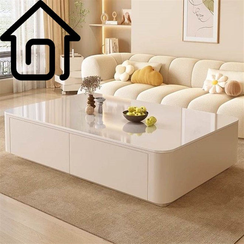 奶油岩板a茶几客厅家用现代多功能茶几轻奢高级小户型抽屉式电视