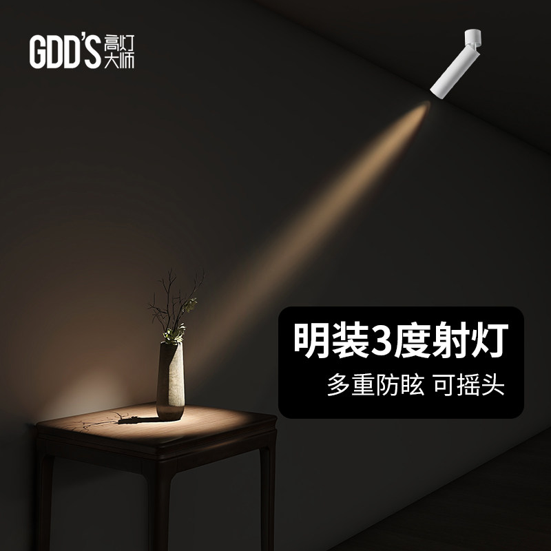 明装小光束角3度led聚光灯射灯艺术氛围灯博物S馆意境茶室可调角,家装灯饰光源,明装射灯,淘宝优惠券,粉丝福利购,淘宝优惠卷
