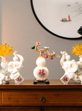 客厅大象摆饰三件套水晶创意玄关电视柜桌面装饰新家乔迁新居礼物