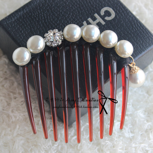 韩版发饰发卡盘发夹新娘头饰水钻插梳发梳韩国卡子饰品九齿发梳子