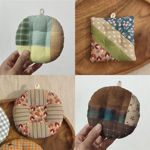 拼布圆饼 窈窕虫手作杯垫 沈小丹手工定制